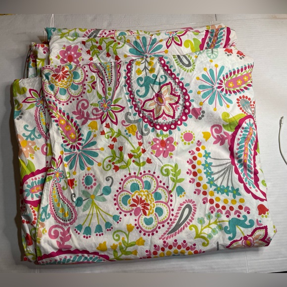 Pottery Barn Kids Full Queen Pink Swirly Paisley Duvet‎ 100% Cotton - Picture 2 of 4